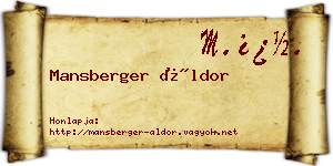 Mansberger Áldor névjegykártya